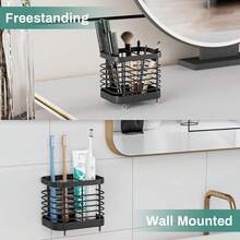 Black Toothbrush Holders Wall Mounted For Shower, Bathroom Electric Tooth Brush Holder Storage Organizer For Shower,  Toothpaste Caddy Stand For Bathroom, House Essentials For New Home{Inchsize_nameinch:Inch2Slotsinch,Inchcolor_nameinch:InchBlackinch} - màu đen - Xem 5
