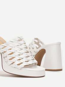 Damen Plateauschuhe mit gewebten Riemen - Sommer/Strand, Lässig - Weiss - Übersicht 5