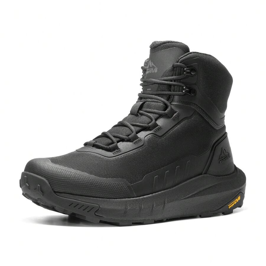 Men's Tactical Hiking Boots Lightweight, Cushioned Sole For All-Day Comfort, Side Zipper For Easy On/Off, Motorcycle Combat-Style, Military-Inspired, 8-Inch Boots With Arch Support – Terrascope - 黑色 - 查看 1