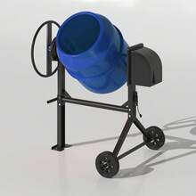 TABU 5.5 Cu.Ft Electric Concrete Mixer, Portable Cement Mixer, Mortar Mixing For Stucco/Seeds, Freestanding Cement Mixing Tools With Wheels For Stucco, Orange/Blue/Green