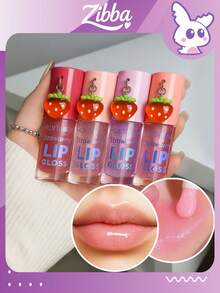 Lip Gloss Brillante 4 Tonos, Aceite de labio , Hidratante Labio Brillante Aceite , Voluminizador De Labios , Hidratante En Aceite De Labio , Brillo De Labios Bálsamo Labial, Cuidado De Labio - Rosa Pálido - Ver 1
