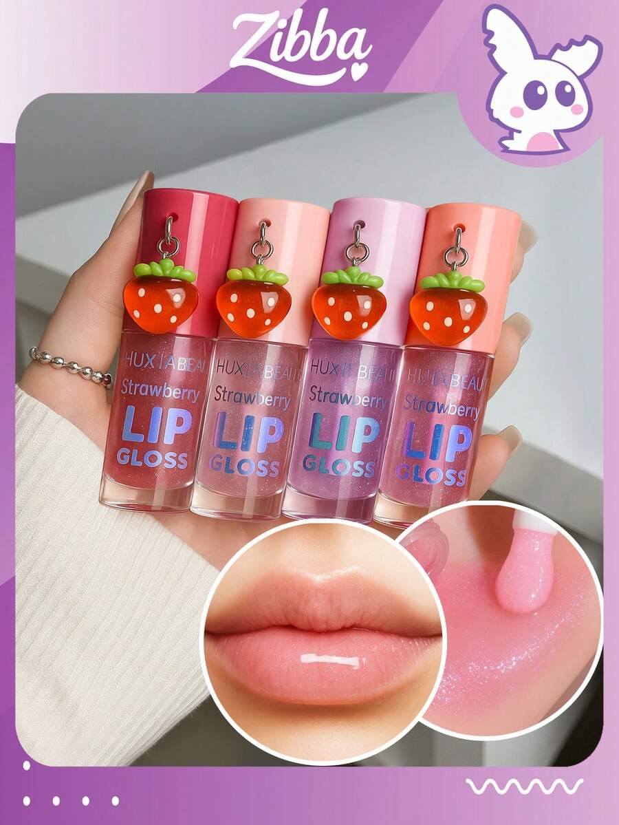 Lip Gloss Brillante 4 Tonos, Aceite de labio , Hidratante Labio Brillante Aceite , Voluminizador De Labios , Hidratante En Aceite De Labio , Brillo De Labios Bálsamo Labial, Cuidado De Labio - Rosa Pálido - Ver 1