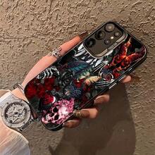 Funda de Teléfono Calavera Rosa y Mariposa para 25ULTRA, S24PLUS, S23FE, S21PRO, S22, S20+, A03S, A05S, A14, A31, A53, A34, A10, A04E, M04, A33, A35, A55, A72, A71, A70, A22, A16, A06, A20S, A54, Antimanchas,  de Moda, IMD Plateado Colorido - Colores mixtos - Ver 6