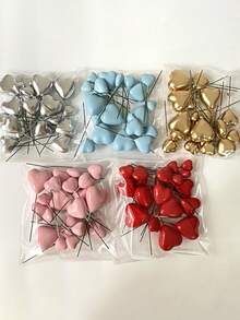 1套/20个3D心形纸杯蛋糕装饰，蛋糕装饰插片，泡沫纸杯蛋糕顶饰，生日婚礼蛋糕顶饰，适用于情人节、结婚纪念日派对礼物装饰 - 彩色 - 查看 2