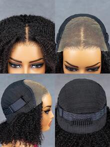 CURLYME Wear And Go Glueless Upgrade Afro Curly 7*5 Transparent Lace Closure Wig Pre-Bleached Mini-Knots Pre-Plucked Hairline Pre-Cut Lace Unprocessed Human Wig Hair 180% Density 10-14 Bob Inch Natural Color High Density High Quality Wig Daily Use Beginners Friendly Suitable For Outfits Vacation Gifts Looking Elegant Accessory Vacay Bridesmaid Gifts Charming Elegant For Women Weave Glueless Synthetic Wigs Halloween Wednesday Addams Free Gift - SNatural - View 4