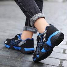 Zapatillas deportivas informales para niños con suela suave y doble malla - Azul - Ver 3