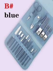 16pcs Professional Stainless Steel Manicure And Pedicure Set, Includes Nail Clipper, Scissor, Ear Pick And Travel Kit, Foot And Beauty Care Tools For Experts