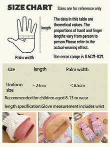 Youth Gloves, Suitable For Girls Aged 4-13, Winter Fleece Thick Warm Gloves, Suitable For Outdoor Snow Travel, 1 Pair