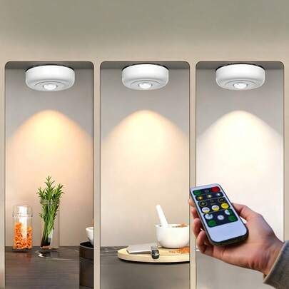 1pc/3pcs LED Remote Control Cabinet Sensor Light, Wireless Motion Sensor Light, Magnetic Small Mountain Atmosphere Lamp, Suitable For Display Cabinet, Wine Cabinet, Wardrobe