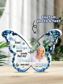 Custom Photo Your Wings Were Ready But My Heart Was Not - Memorial Personalized Custom Acrylic Plaque - Sympathy Gift For Family Members-18styles, Personalized Memorial Plaque - Sympathy Gift - Bereavement Gifts For Loss Of Loved One - Multicolor - View 13