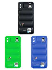 3 piezas Funda de teléfono acolchada minimalista de astronauta en 3D, compatible con iPhone, 17 Pro Max, cubiertas de funda de teléfono, funda de teléfono linda, compatible con iPhone 13/14/15/16/16 Plus/16 Pro Max - Multicolor - Ver 9