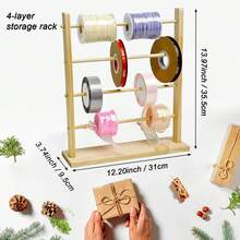 1个木质丝带收纳架，适用于缝纫、礼品盒包装和毛线收纳，立式桌面木质丝带架，手工线轴收纳架，带线轴支架，丝带收纳架，多尺寸毛线球架，多功能项链手链首饰展示架，适用于DIY手工室、蛋糕店、礼品店、花店和日常家居使用。 - 黃色 - 查看 4