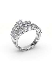 Geschenkbox eleganter glänzender Kubikzirkonia-Ring, hochwertiger Schmuck für Frauen zur Hochzeit, Party und Bankett, hergestellt aus Kupfermaterial, das nicht verblasst und allergieauslösend ist, ideales Urlaubsgeschenk - Silber - Übersicht 10