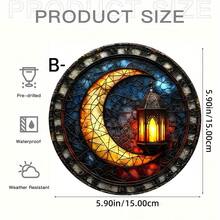 Decoração Suspensa Acrílica Redonda - Design de Lua Crescente em Vidro Pintado com Cores de Outono, Peça de Arte para Janela, Parede, Varanda, Decoração de Jardim, Decoração de Iluminação, Acento de Varanda, Design de Moldura Delicada, Artesanato Artístico - Acrílico redondo - Visão 17