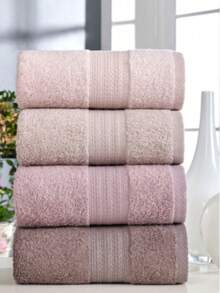 MADE IN TURKEY – 4-Piece Rainbow Face Towel Set – 50x85 Cm – 70% Cotton, 30% Polyester – Soft, Absorbent & Durable Bathroom Towels - Dusty Pink - View 5