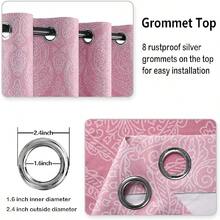 DWCN 2pcs Ombre Blackout Curtains For Bedroom - Damask Patterned Thermal Insulated Grommet Curtains For Living Room - 粉色 - 查看 6