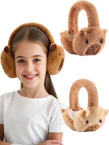 1pc Cute Capybara Ear Muffs, Thick Fleece Ear Warmers For Autumn/Winter, Warm And Cold-Proof Ear Covers - Multicolor - View 1