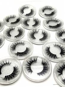 10/16/21 Pairs Fluffy&Thick 3D False Eyelashes With Glitter Paper Box,Lashes Bulk Christmas Gifts,3D Cat Eye Eyelashes Natural Soft,Protable, Makeup Manga Lashes,Dramatic Messy Mink Lashes Wispy, Individual Package Faux Mink Lashes Wholesale - 黑色 - 查看 6