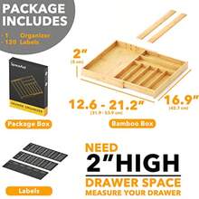 Bamboo Sierware Drawer Organizer With Labels Kitchen Utensil Expandable Tray Holder Organizer For Flatware Cutlery Spoon And Knives Drawer Storage Organization Natural 10 Slots - Tự nhiên - Xem 4