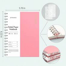 EMSHOI - Cuaderno en espiral A5 con puntos pequeño 5.7 x 8.2 pulgadas 300 páginas/150 hojas papel de cuadrícula de puntos de 100 g/m² tapa dura impermeable para oficina escuela mujeres hombres - Rosa - Ver 2