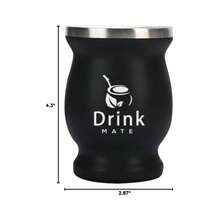 Mate Natural Gourd/Tea Cup Set Includes 1 Bombilla 1 Cleaning Brush Stainless Steel Double - Walled - DRINK MATE Black - 黑色 - 查看 6