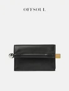 折叠卷边小手拿包，法式复古链条单肩包，新款派对宴会包，小方包，斜挎包，造型别致的晚宴包 - 黑色 - 查看 4