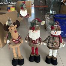 3pcs/1pc 19.69inch Christmas Retractable Legs Santa Claus Snowman Home Decoration, Suitable For Festive Party Scene Decoration Window Display, Desktop Center Decoration Living Room Kitchen Bedroom Ornaments, Christmas Souvenirs