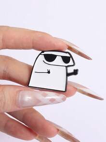 1pc Line Character Enamel Needle Creative Cartoon Cute Brooch Collar Badge Jewelry Gift For Friends - Black and White - View 4