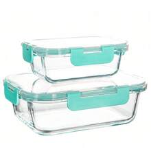 10/2pcs Set High Borosilicate Glass Food Storage & Meal Prep Containers Set With Airtight Lids - Microwave, Dishwasher, Oven & Freezer - Màu lục lam 2 chiếc - Xem 4