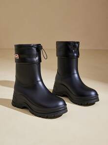 女士中筒防水雨靴，防滑，时尚户外靴，平底，夏季新款