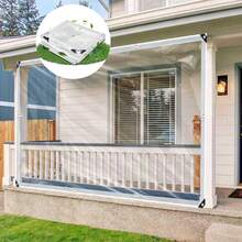 透明篷布，带扣眼和加固边缘，高强度透明防撕裂PVC乙烯基篷布，适用于植物温室、露台、阳台、花园等户外场所。