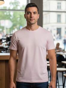 Ogochi Basic Slim Fit T-Shirt, Original Cotton, Various Colors, Christmas, New Year, Summer, Spring - Baby Pink - View 7