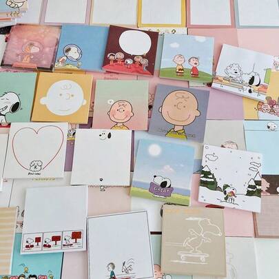 SNOOPY 50张/套 史努比和查理卡通女孩便签纸，可爱记事本，款式随机，圣诞礼物，圣诞袜填充物，圣诞装饰品