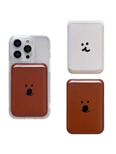 1pc Bear Magnetic Card Holder Phone Case Accessory, Convenient Storage For Transit Cards, Bank Cards, Magnetic Design Stays Securely In Place, Compatible With Apple MagSafe Magnetic Card Holder For IPhone 15 Max, Access Cards