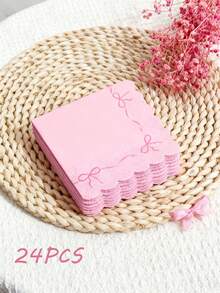 30pcs 13"X13" Party Disposable Napkins With Butterfly Lace Edge - Elegant Fan-Shaped Design, Paper Material, Sweet Girly Style Suitable For Birthday Party, Afternoon Tea, Girls' Gathering And Daily Use - Multicolor - View 21