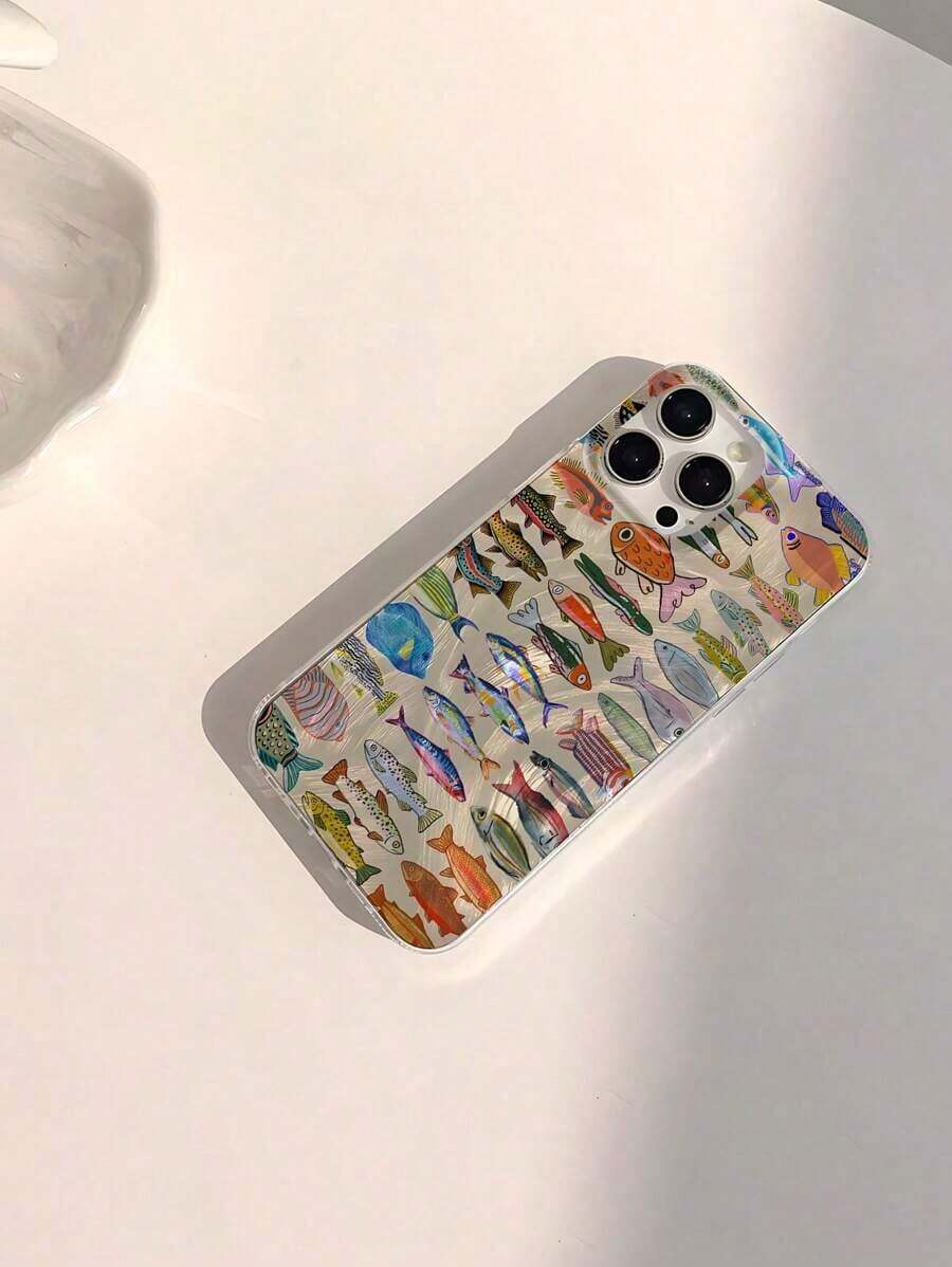 Ocean  Minimalist Fish Pattern Waterproof Anti-Fingerprint Scratch-Resistant Transparent IMD Soft Glossy Smooth Phone Case Compatible With Apple 16/16 Plus/16 Pro/16 Pro Max Shockproof Anti-FallFOR-YOUR-BELOVED-PHONEChristmas Gifts - Kiểu 1 (1 CÁI) - Xem 1