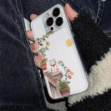 ¡Consigue una nueva funda para tu teléfono! Funda de teléfono: Funda Transparente - Cubierta de Teléfono de Lujo de TPU Suave a Prueba de Golpes Compatible con iPhone 17, 16, 15, 14, 13, 12, 11 Pro Max, 16, 15, 14 Plus, 13, 12, X, XS Max, XR, 8, 7 Plus Gato Caprichoso en Techo Floral ¡Consigue una Nueva Funda para tu Teléfono! - 1 pieza - Ver 4