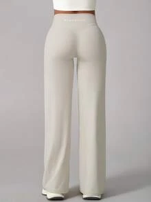 TimeOff 1Pc Women'S Minimalist V-Shaped Lifting Straight Wide-Leg Letter Print Elastic Waist Sports Pants Tights