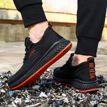 GUYISA 10KV绝缘安全鞋，防砸防刺，经典运动时尚，透气轻薄低帮，耐磨，柔韧舒适软底，户外工地防护鞋（国际尺码不同，此款鞋码偏大，鞋面透气轻便，请选购小两码！） - 黑色絕緣 - 查看 3