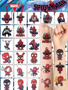 20 Stücke/Set Spinne-Mans Marvels wasserfeste temporäre Aufkleber, Kawaii Körperkunst für Geburtstagsfeiern, Dekoration für Cosplay & Alltagskleidung Tattoo