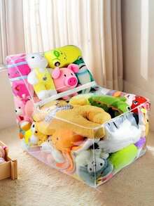 Borsa portaoggetti da divano di grandi dimensioni da 60 cm, coprisedile trasparente per bambole e peluche, poggiapiedi contenitore in PVC lavabile e durevole per animali di peluche, organizzazione domestica (esclusi i giocattoli di peluche)