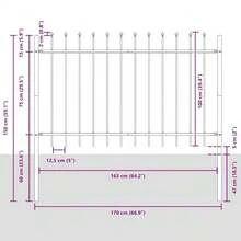 vidaXL 1,7 x 1 M pulverbeschichteter Stahl Gartenzaun Grau - Grau - Übersicht 7
