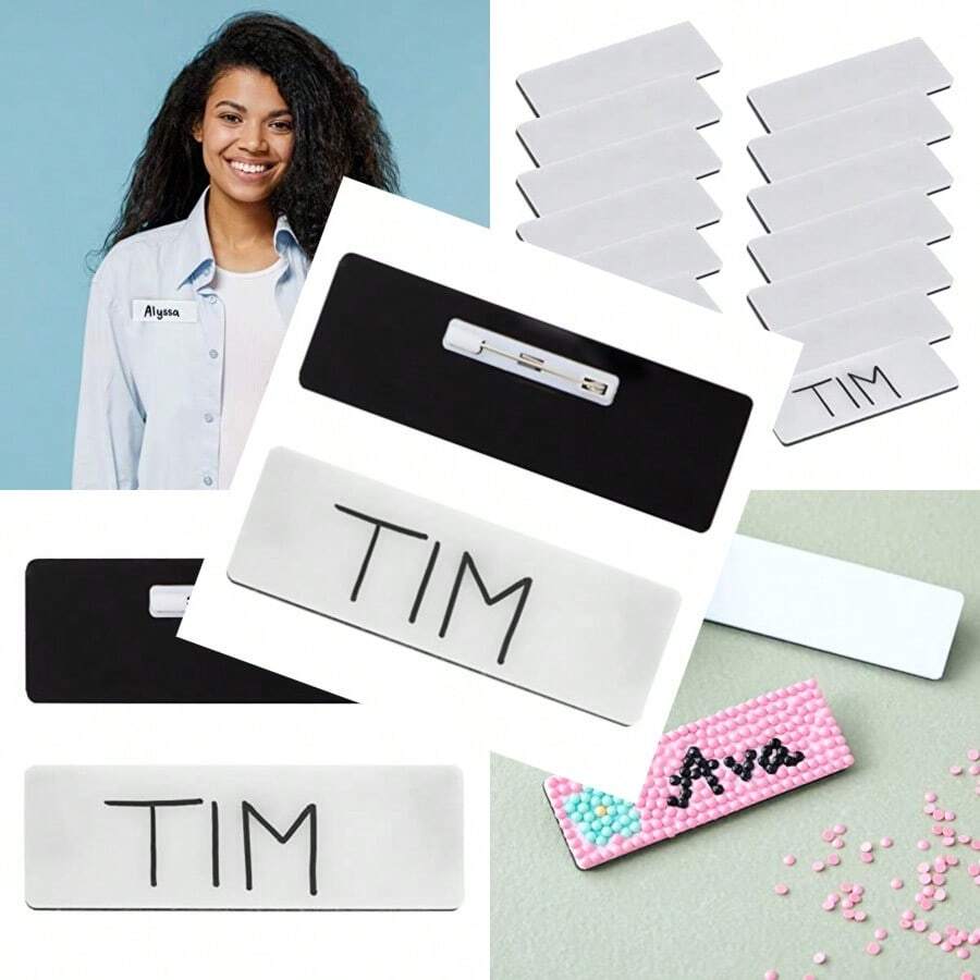Juvale 15-Pack Blank Name Tag Pin Badges White Blank Name Tags For ...