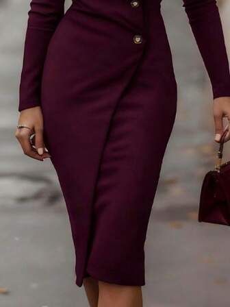 Elegant damklänning med V-ringning och figurnära passform, midjeåtsträvande design som framhäver figuren, bekväm och moderiktig, lämplig för arbetspendling/dejter/avslappnade sammankomster/fester, perfekt för sofistikerade och välbalanserade kvinnor