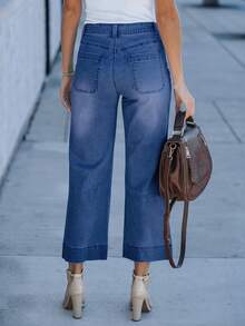 New Women's Cropped Washed Jeans, Fashionable And Sexy Trousers - Navy Blue - View 3