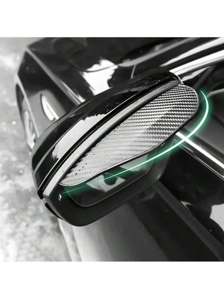 1pair/2pcs Car Rain Shield For Rearview Mirror & Window, Anti-Rain & Sunshade, Universal Fit - Black - View 1