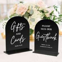 2pcs Clear Acrylic Wedding Signs For Ceremony And Reception, 5x7 Inch Modern Wedding Signage, Guest Book Sign, Cards And Gifts Sign For Wedding, Wedding Reception Signs With Holder,Wedding Decor,Home Decor ,Room Decor Party Favors Bride Birthday Graduation Birthday Decorations Party Decorations Bachelorette - Multicolor - View 11