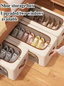 Cajas apilables de algodón y lino para zapatos, cajas de almacenamiento y exhibición, cajas de cajón para zapatos de algodón y lino, estantes para zapatos, armarios para zapatos, colocación separada, adecuado para exhibición y almacenamiento en oficina y hogar, cajas para zapatos, transparente, negro