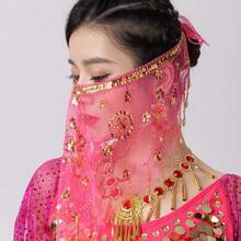 Véu de Rosto para Festa, Acessório de Máscara de Festival para Mulheres, Véu com Franjas de Lantejoulas Cintilantes, Cobertura para Dança do Ventre, Carnaval, Halloween, Fantasia de Natal Mascarada