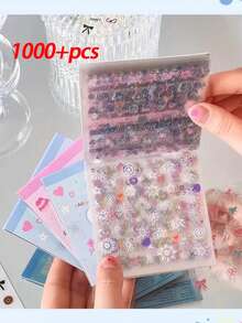1000pcs Cute Mini Decorative Stickers, Korean Style, Adorable For Notebooks, Nail Art, Phone Sticker Books, Candy Water Drop Stickers - Multicolor - View 1